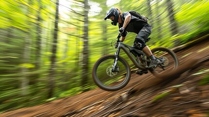 Mountain bike rider made with Ai generative technology, person is fictional
