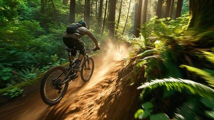 Mountain bike rider made with Ai generative technology, person is fictional