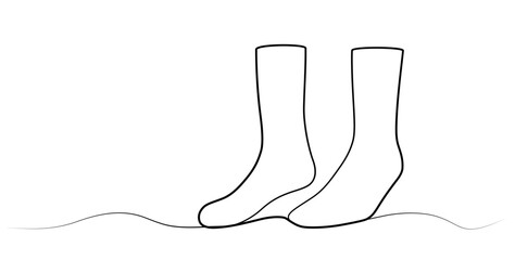 continuous one line drawing of socks. vector illustration