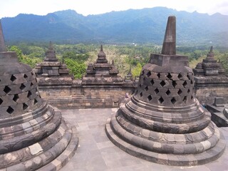 Borobudur temple, stupas, Borobudur, Yogyakarta, Java, Indonesia, Asia