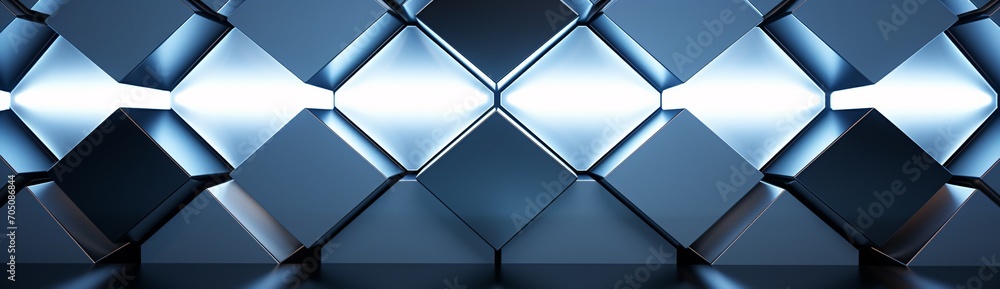 Poster blue and silver cube pattern generative ai