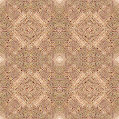 Traditional mosaic seamless pattern print. Fabric effect patchwork grid symmetrical background textile . Creative colorful graphic design beige colour