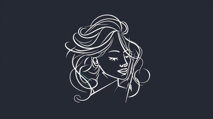 A realistic drawing of a woman with long hair. Perfect for fashion illustrations or beauty-related projects