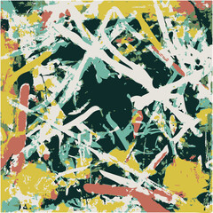 Illustration vectorielle Design abstrait de réseau Collage complexe Éclaboussures de couleurs multiples Peinture moderne