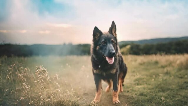 german shepherd dog on the meadow