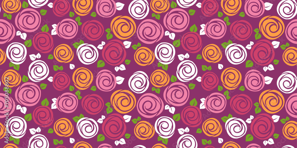 Poster Pattern of roses. Simple prosky pattern of roses. Seamless vector for print.