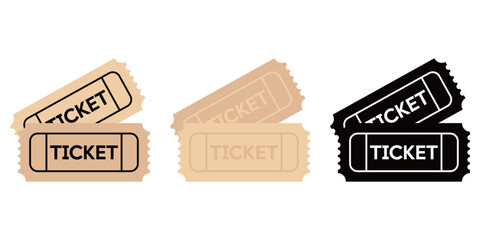 Set of vector ticket icons. Isolated for graphic and web design. Three options for vector admits.