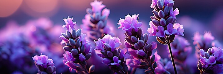Beautiful lavender flowers in a large lavender field in Provence close-up, Generative AI