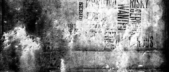 Obraz premium Abstract grunge stained lettering background. Urban cyber punk wide illustration