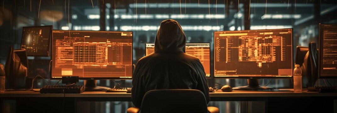 Log4J Cybersecurity Vulnerability. Hacker Coding Malware Concept in Server Room Background