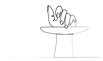 Obraz premium continuous drawing of a hand with a nail file in one line.