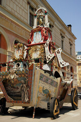 View on the chariot of Santa Rosalia in Palermo, Sicily, Italy
