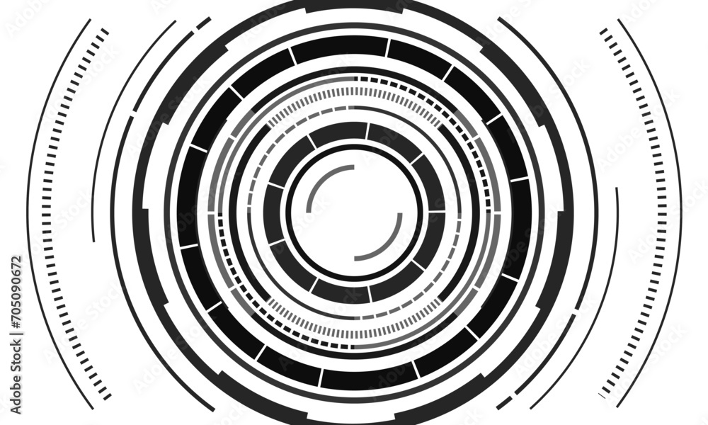 Poster hud sci-fi circle interface screen view grey geometric design virtual reality futuristic technology 