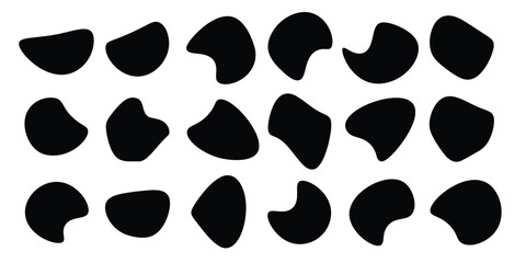 Modern liquid irregular blob shape abstract elements graphic flat style design fluid vector illustration set. 123 - obrazy, fototapety, plakaty