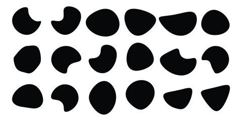 Modern liquid irregular blob shape abstract elements graphic flat style design fluid vector illustration set. 123 - obrazy, fototapety, plakaty