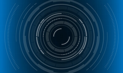 HUD sci-fi circle interface screen view white geometric design virtual reality futuristic technology creative display on blue vector