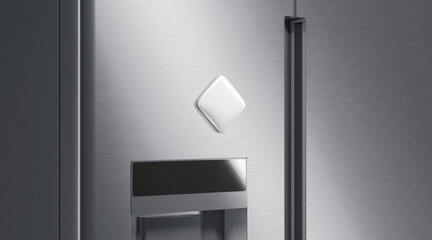 Blank white rhomb magnet on fridge mockup, side view