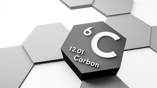 C Carbon chemical element from the periodic table with atomic weight, science or scientific symbol, conceptual illustration for research or education