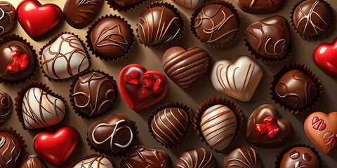 Valentine’s day chocolate sweets pack photo realistic illustration . - obrazy, fototapety, plakaty