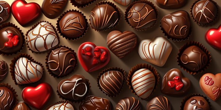 Valentine’s day chocolate sweets pack photo realistic illustration .