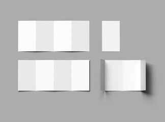 Fototapeta na wymiar Blank 4-panel accordion fold brochure render to present your design