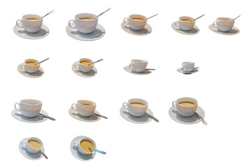 Set of different position for cup of coffee 