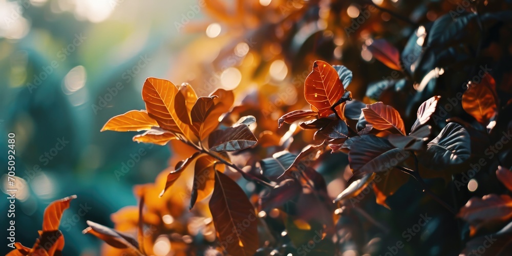 Poster A close up view of the leaves on a tree. This image can be used for various purposes
