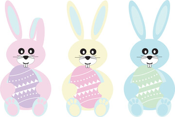 Obraz premium Illustration of an easter bunny with easter eggs, pastel colors