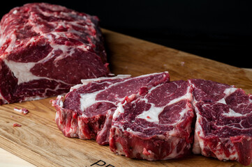 A fresh piece of meat for a veal steak