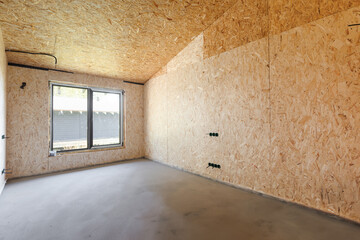interior of the apartment without decoration in gray colors. rough finish