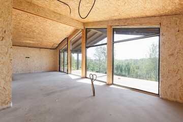 interior of the apartment without decoration in gray colors. rough finish