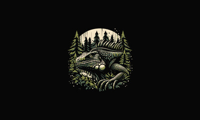 iguanas on forest vector illustration artwork design