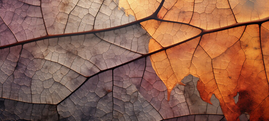 The texture of a yellowing tree leaf, generative AI