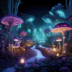  Mystical forest at night , Generative AI