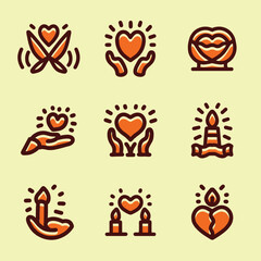 Love Valentine Icon Set Symbol Design illustration vector Emblem