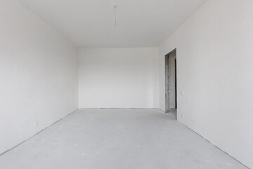 interior of the apartment without decoration in gray colors. rough finish