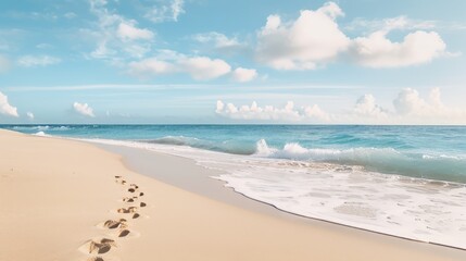 Obraz premium A calming beach walk with gentle waves