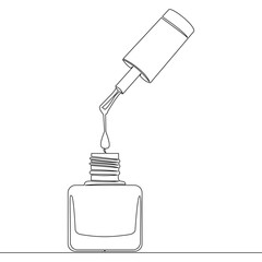 Obraz premium Continuous line drawing Decorative cosmetics for manicure and pedicure Nail polish icon vector illustration concept
