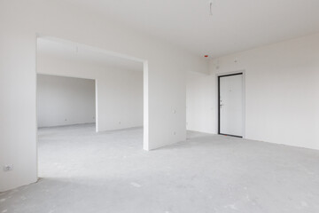 interior of the apartment without decoration in gray colors. rough finish