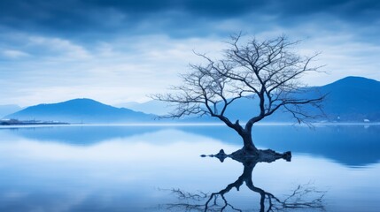 Calming blue scene, a visual oasis of tranquility and balance