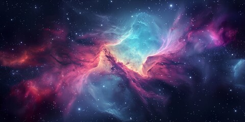 Colorful nebula in space