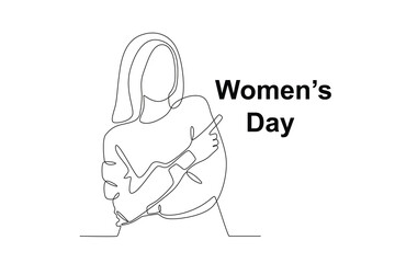 A woman posing coolly . Womens day one-line drawing