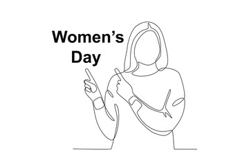 A Woman Designates Women's Day. Womens day one-line drawing