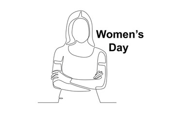 A woman stood up confidently. Womens day one-line drawing