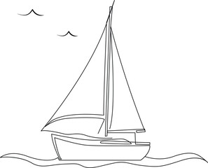 continuous line art drawing sailing boat illustrations & vectors