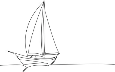 continuous line art drawing sailing boat illustrations & vectors