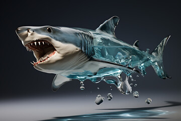 Liquid Predator: A Majestic Water Sculpture of a Shark