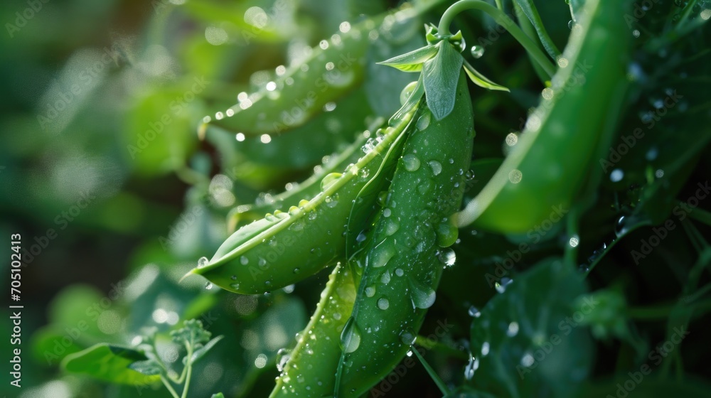 Aufkleber a detailed view of a bunch of green peas. suitable for food-related projects