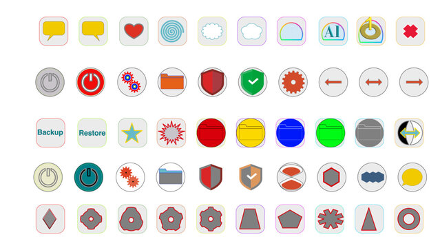 Set di forme e icone di vari colori