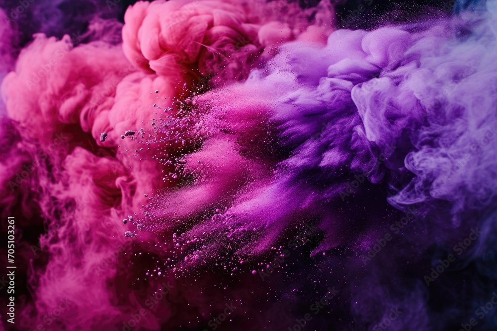 Poster A close up view of a vibrant pink and purple smoke cloud. Perfect for adding a pop of color and mystique to any design or project